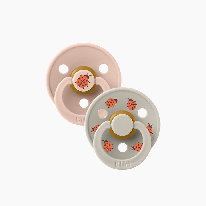 Bibs Studio Colour Pacifiers 2 Pack Ladybug - Blush &amp; Sand