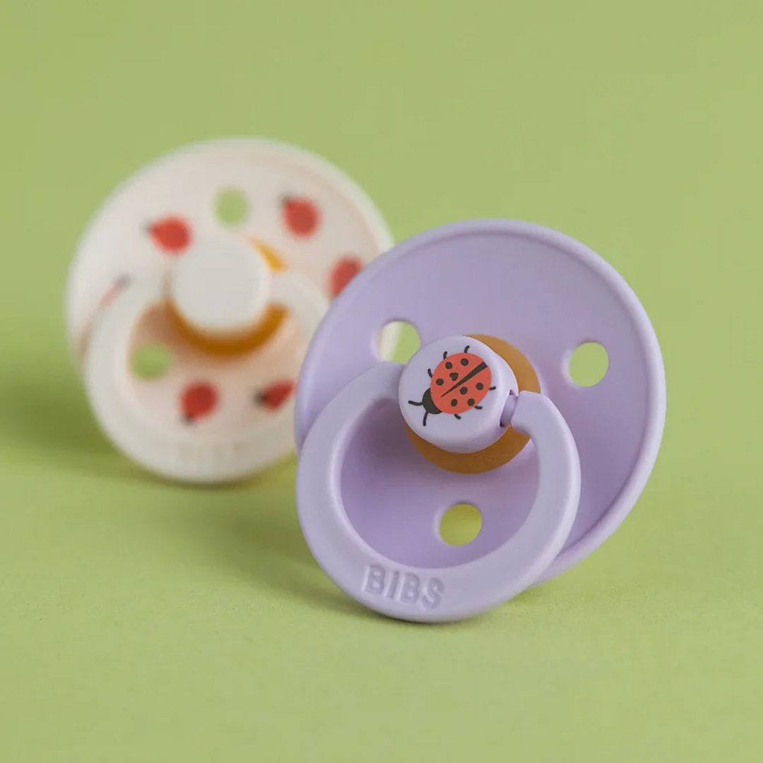 Bibs Studio Colour Pacifiers 2 Pack Ladybug - Blush &amp; Sand