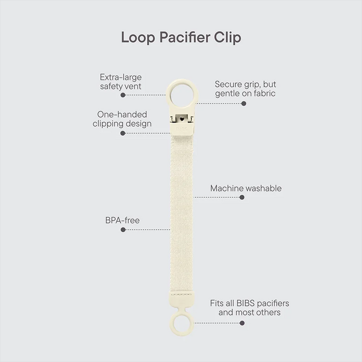Bibs Studio Pacifier Clip Loop Polka - Ivory/Black