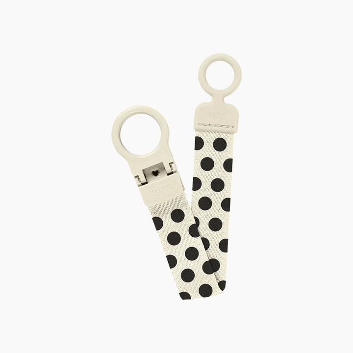 Bibs Studio Pacifier Clip Loop Polka - Ivory/Black