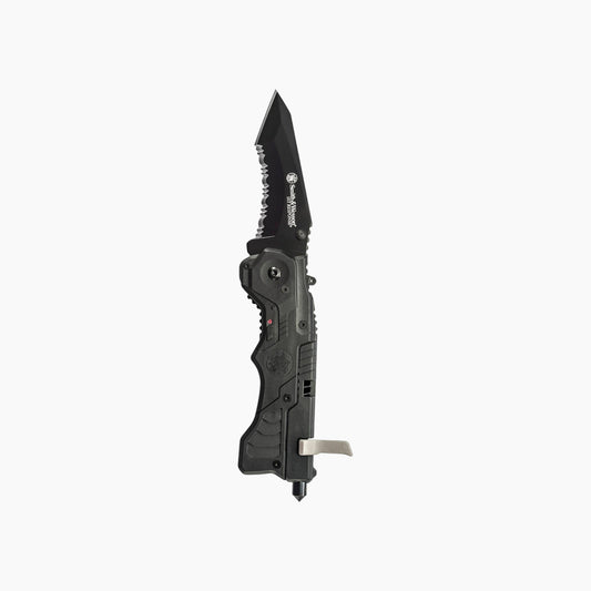 سكين Smith & Wesson 1St Response M.A.G.I.C. بفتحة مساعدة وقفل بطانة وأداة إنقاذ