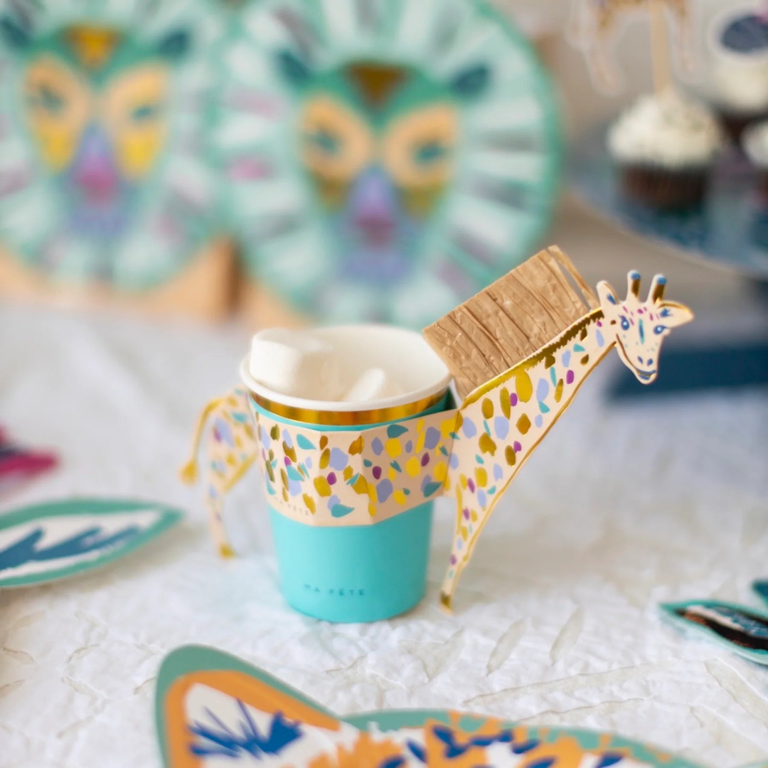 Ma Fete Safari Cups &amp; Sleeves - Set of 8