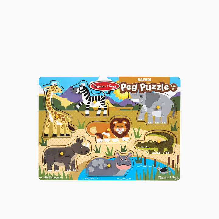 Melissa &amp; Doug 7-piece wooden safari peg puzzle