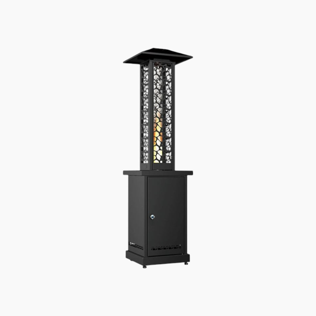 مدفأة غاز خارجية مربعة الشكل مزخرفة من ساميكس، لون أسود