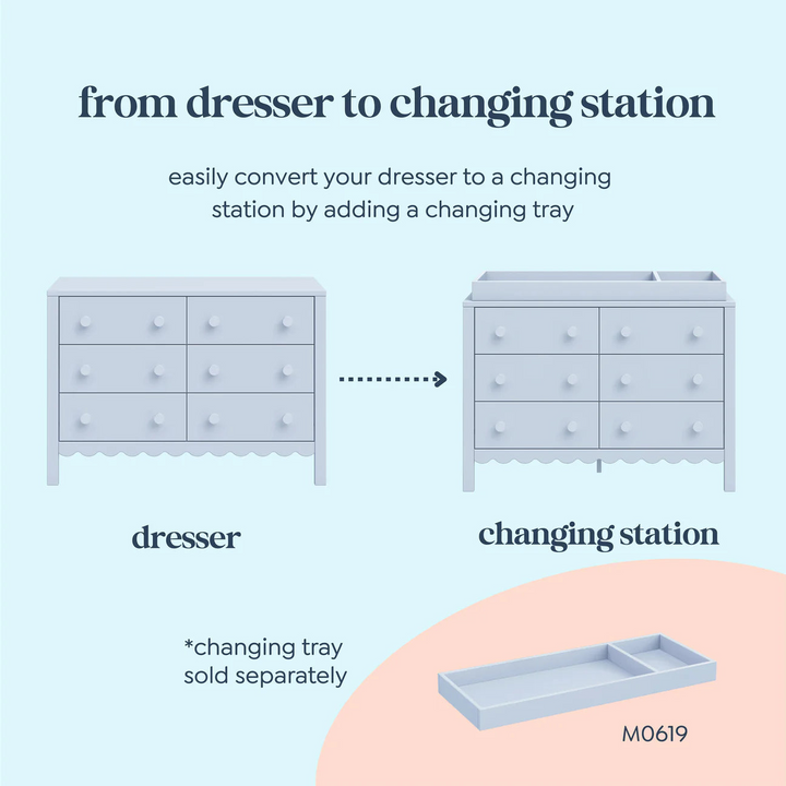 Davinci Sammy Scallop 6-drawer dresser with scallop detailing