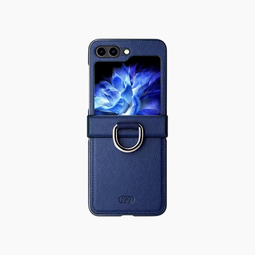 Samsung Z Flip Leather Finger Ring Case