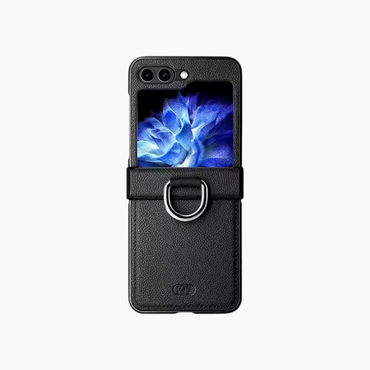 Samsung Z Flip Leather Finger Ring Case