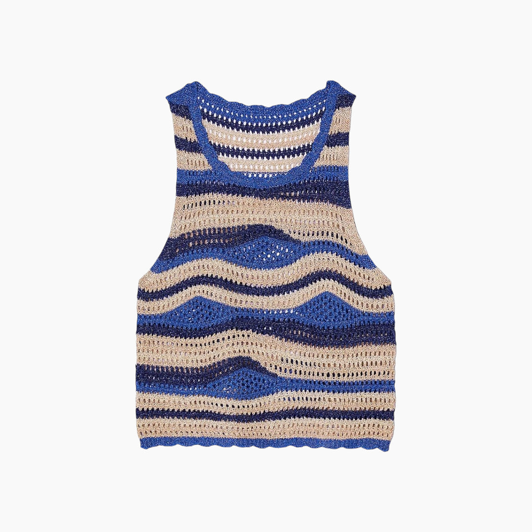 Sandro Blue and Gold Top