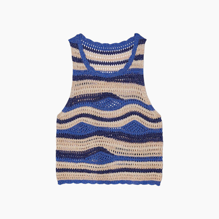 Sandro Blue and Gold Top