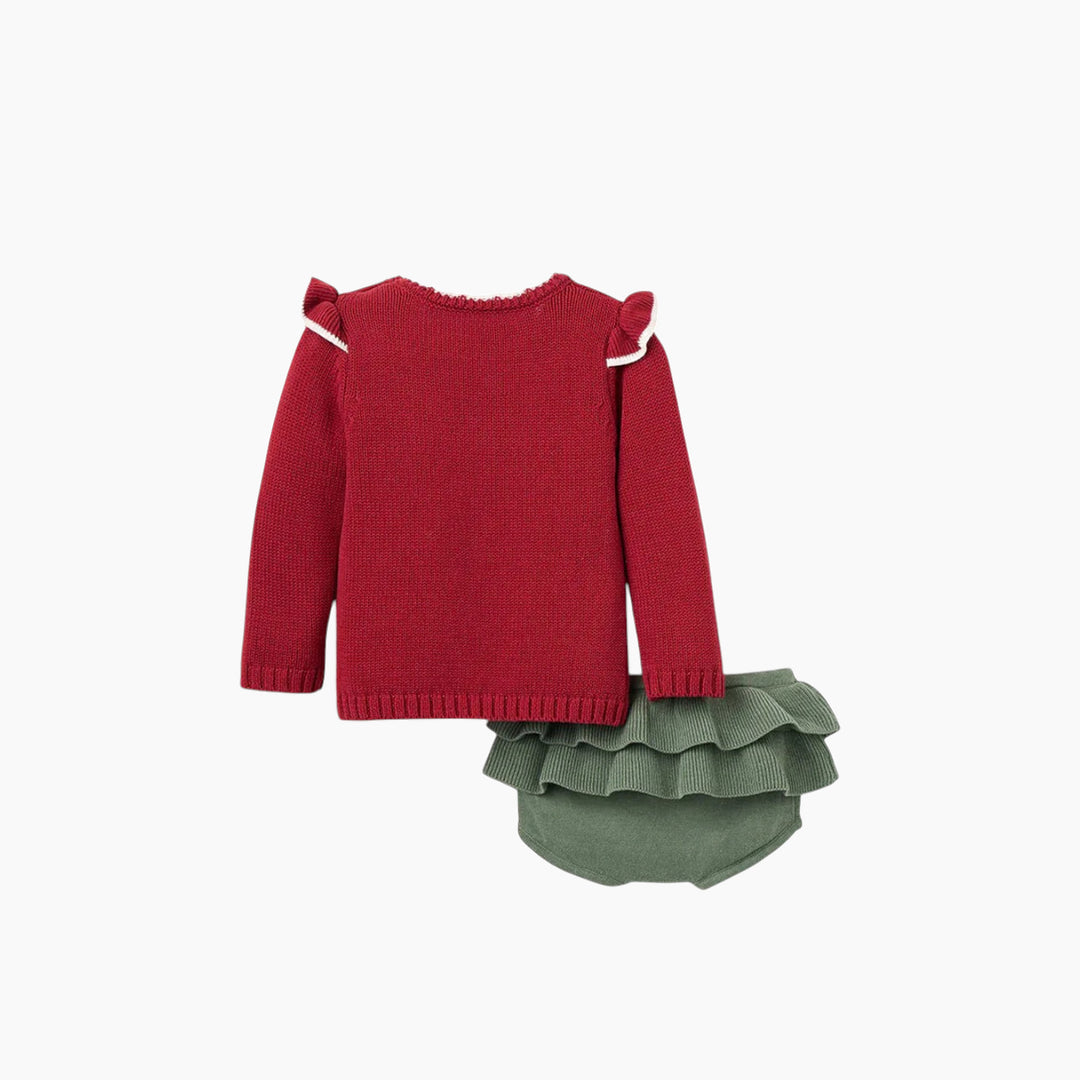 Elegant Baby Santa Baby Ruffle Sleeve Sweater &amp; Bloomer Set