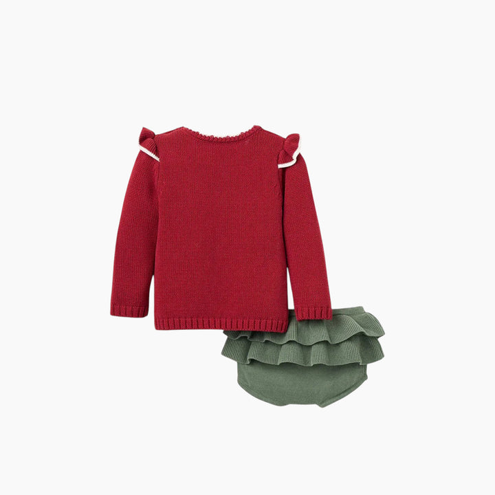 Elegant Baby Santa Baby Ruffle Sleeve Sweater &amp; Bloomer Set