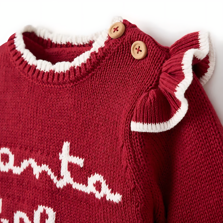 Elegant Baby Santa Baby Ruffle Sleeve Sweater &amp; Bloomer Set