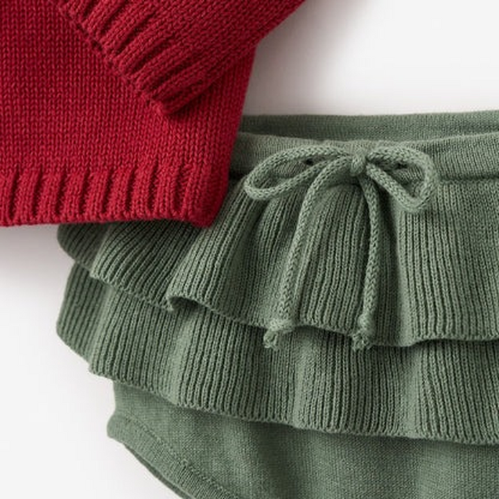 Elegant Baby Santa Baby Ruffle Sleeve Sweater &amp; Bloomer Set