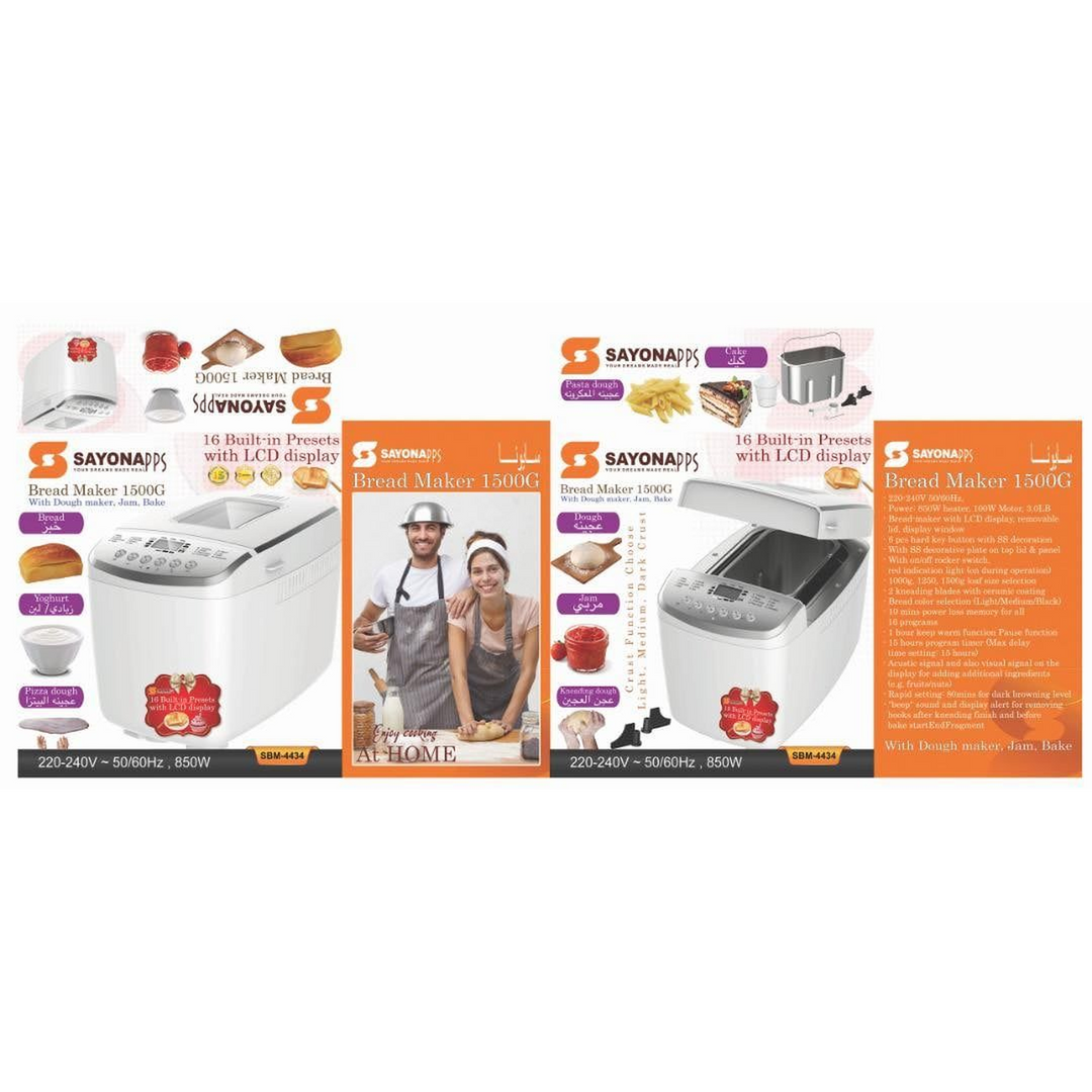 Sayona 5-in-1 Electric Bread Maker, 16 Programs