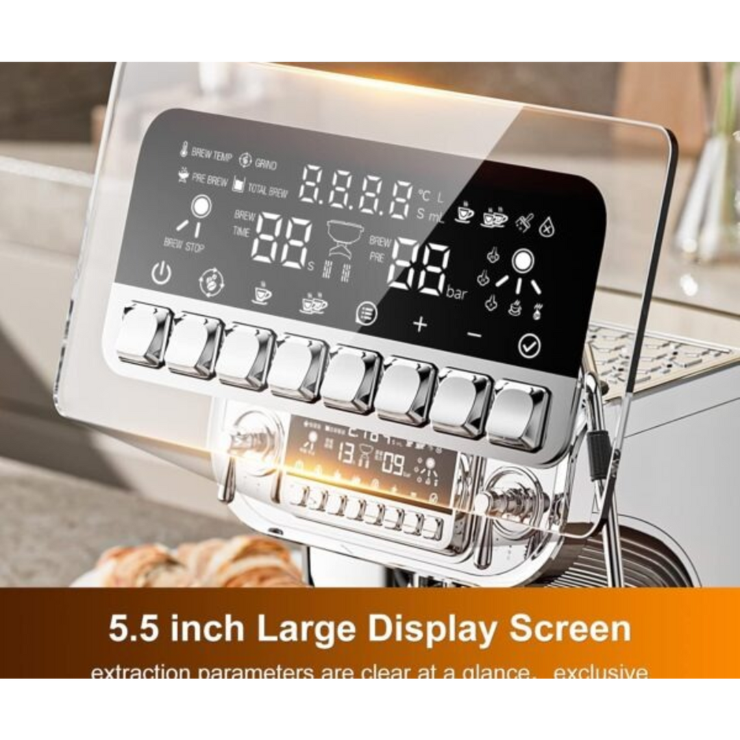 Sayona 8-in-1 Espresso Machine with Grinder, 20 Bar