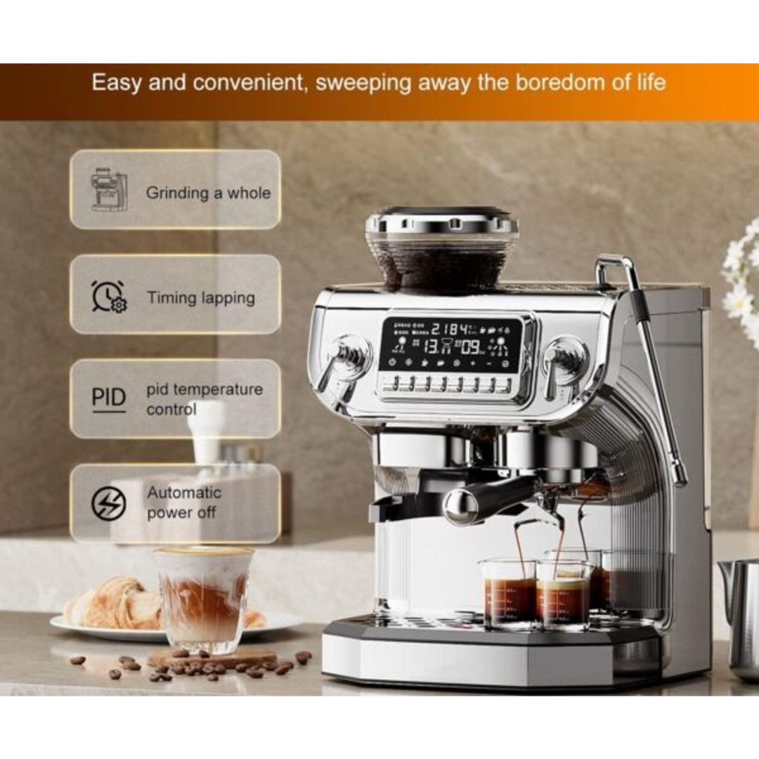Sayona 8-in-1 Espresso Machine with Grinder, 20 Bar