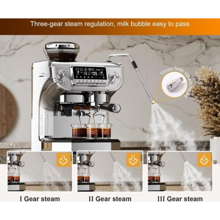 Sayona 8-in-1 Espresso Machine with Grinder, 20 Bar