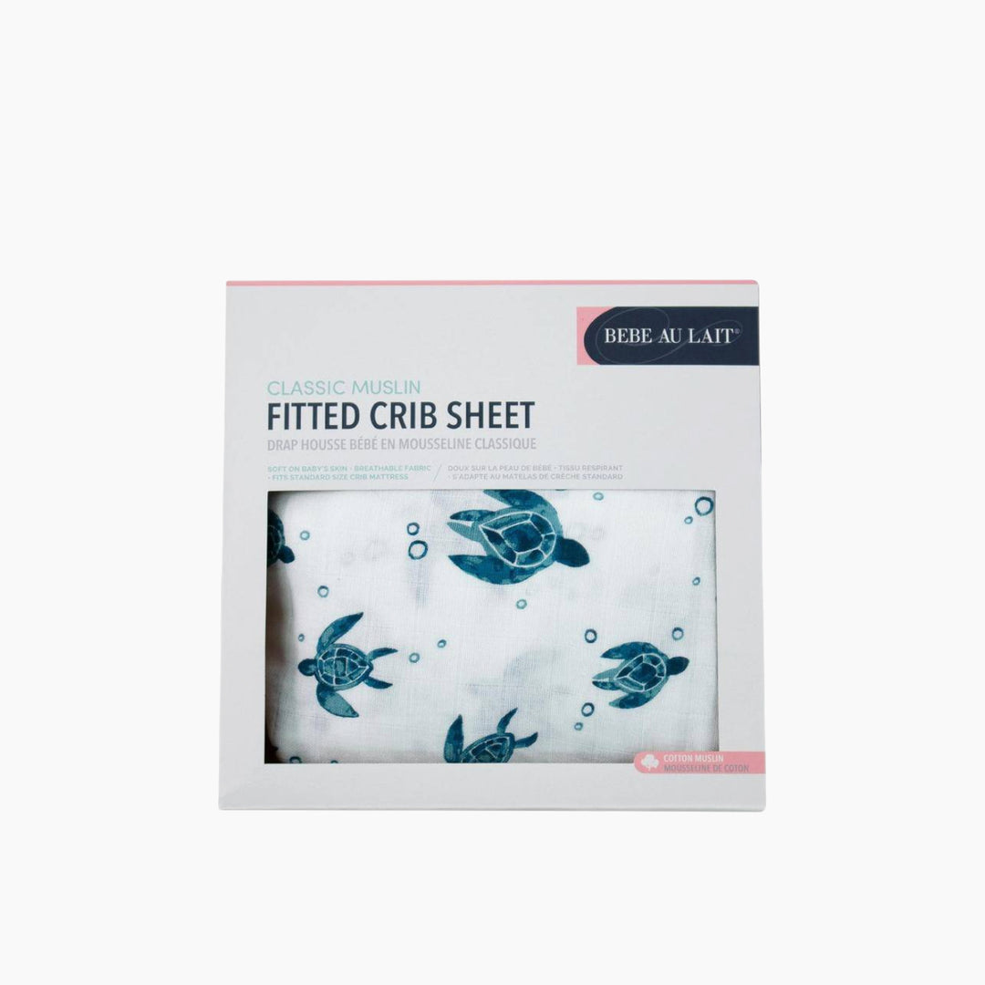 Bebe AU Lait sea turtles muslin crib sheet