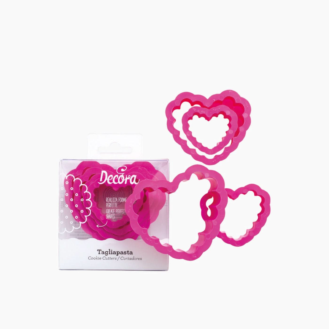 Decora Set 4 Scalloped Heart Cookie Cutters - HUNA