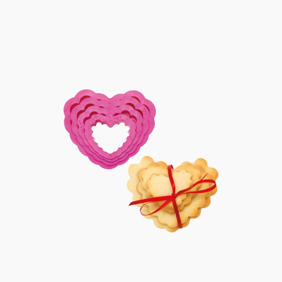 Decora Set 4 Scalloped Heart Cookie Cutters - HUNA