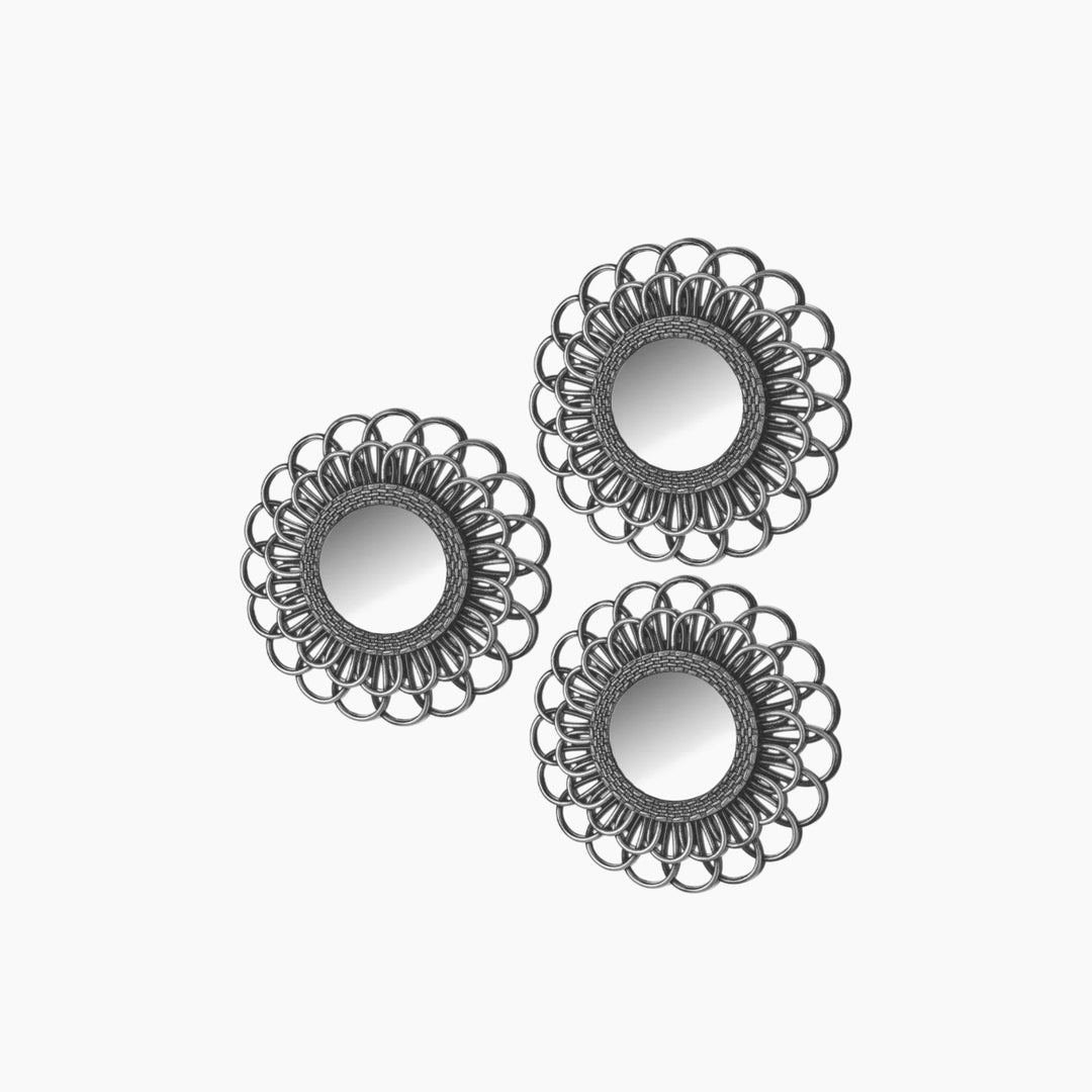 Silver Flower Mirror - Set Of Three