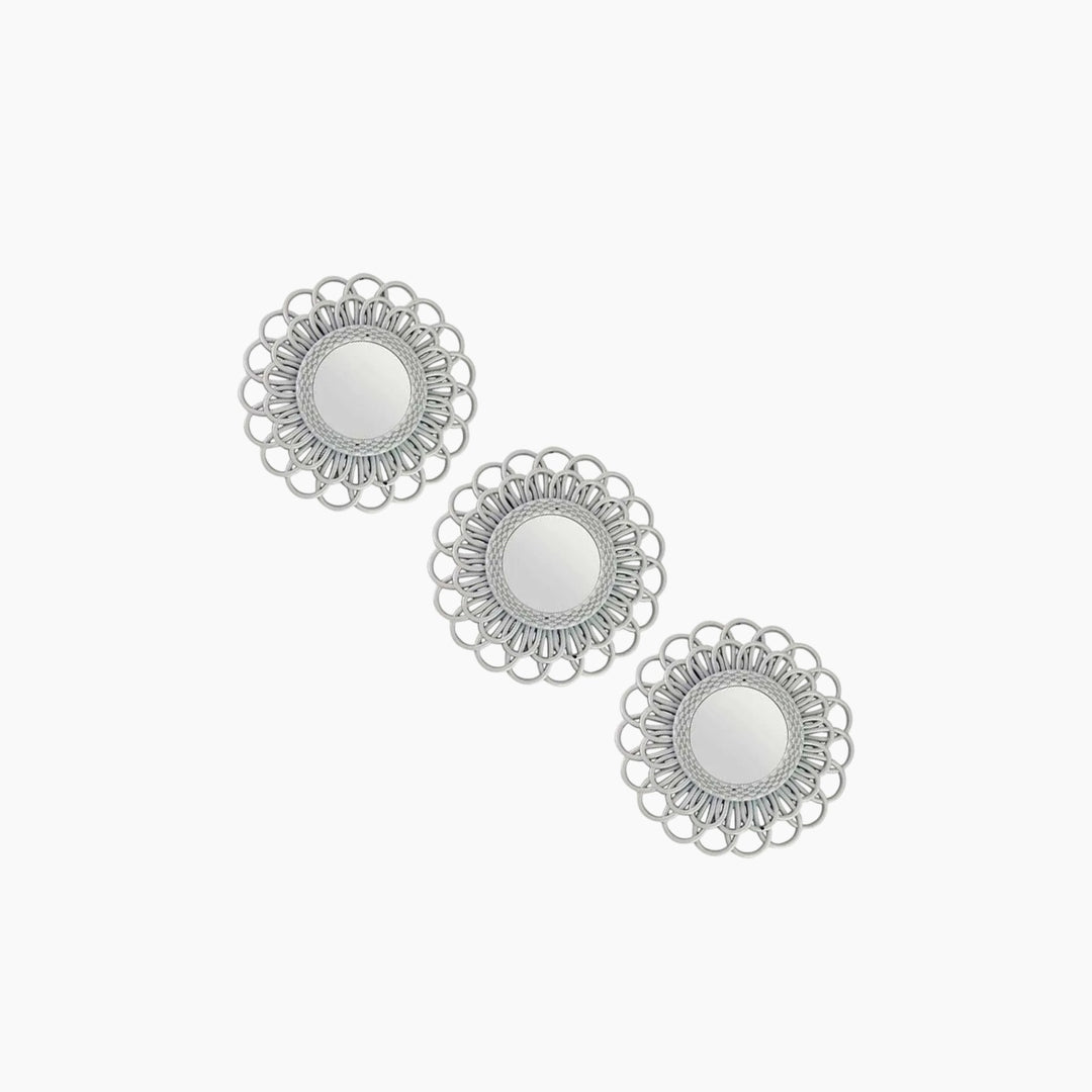 Silver Flower Mirror - Set Of Three