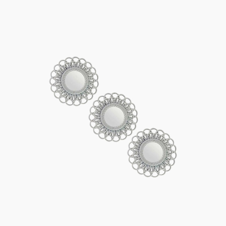 Silver Flower Mirror - Set Of Three