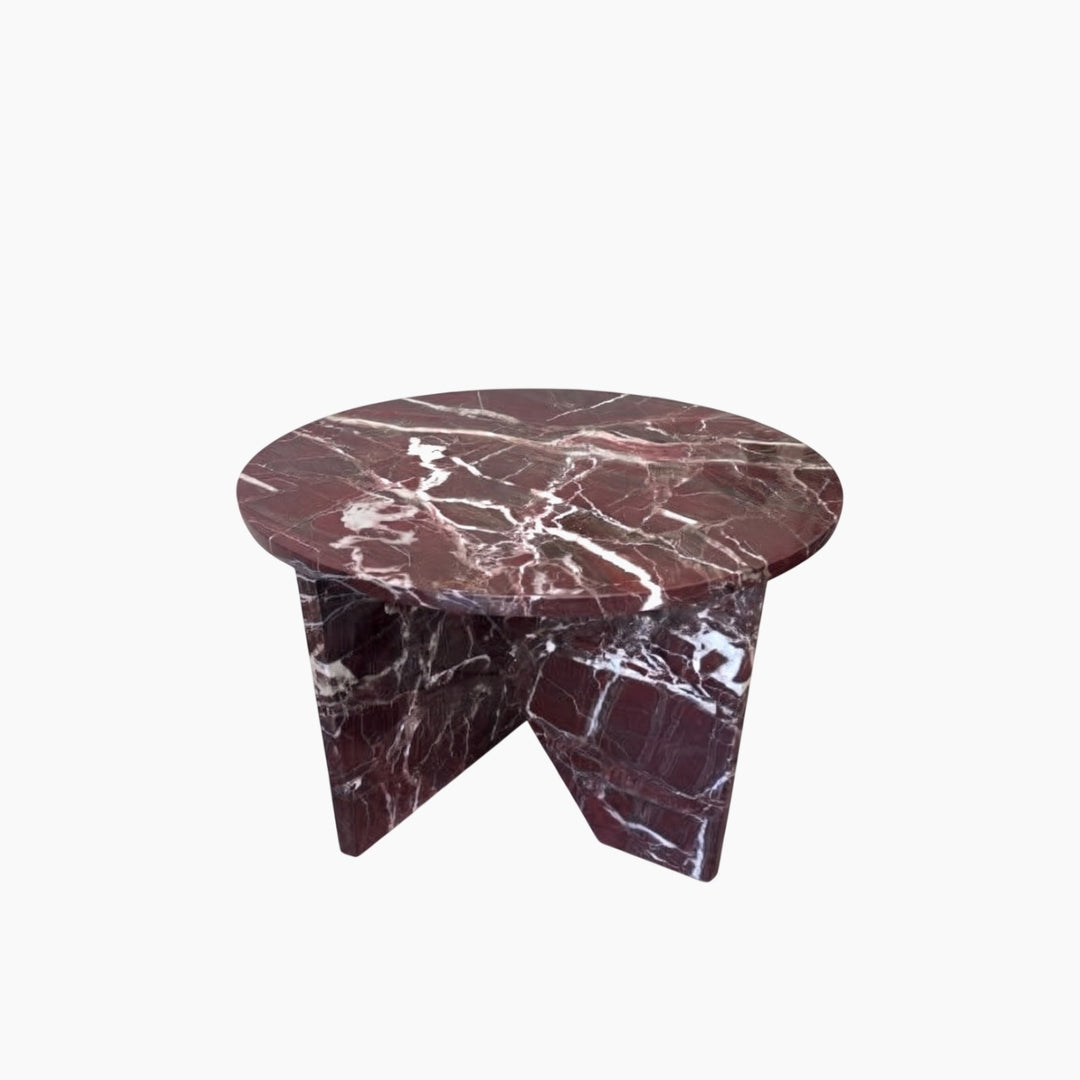 Burgundy Marble X-Leg Side Table