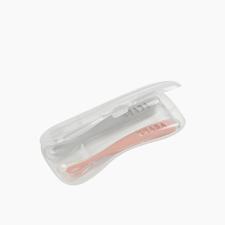 Beaba Silicone Spoon 1st Age 2 Pcs Set - Old Pink