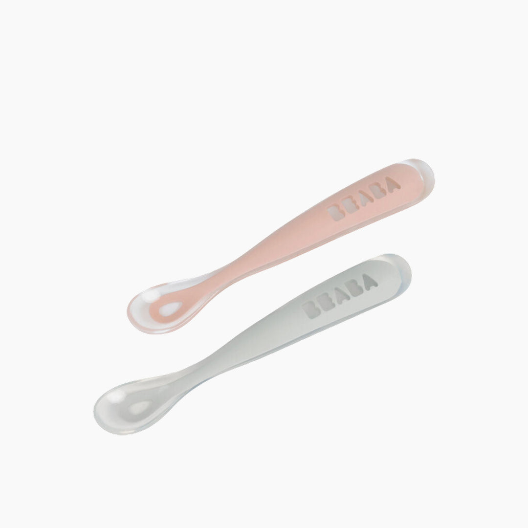 Beaba Silicone Spoon 1st Age 2 Pcs Set - Old Pink