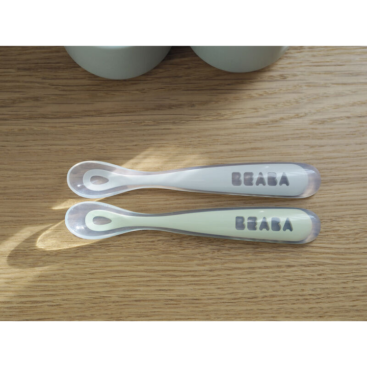 Beaba Silicone Spoon 1st Age Sage Green - 2 Pcs