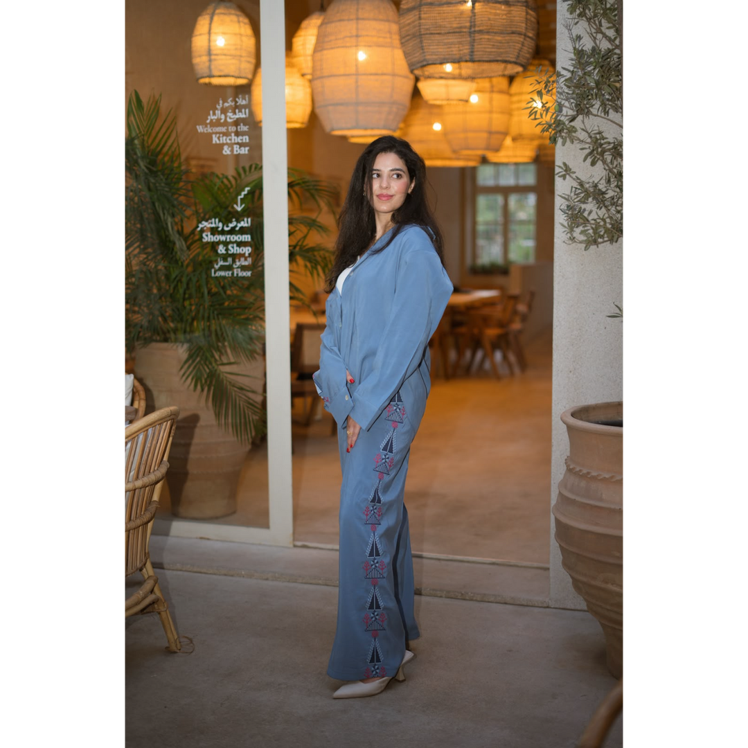 Amaara Slate Blue Tatreez Set