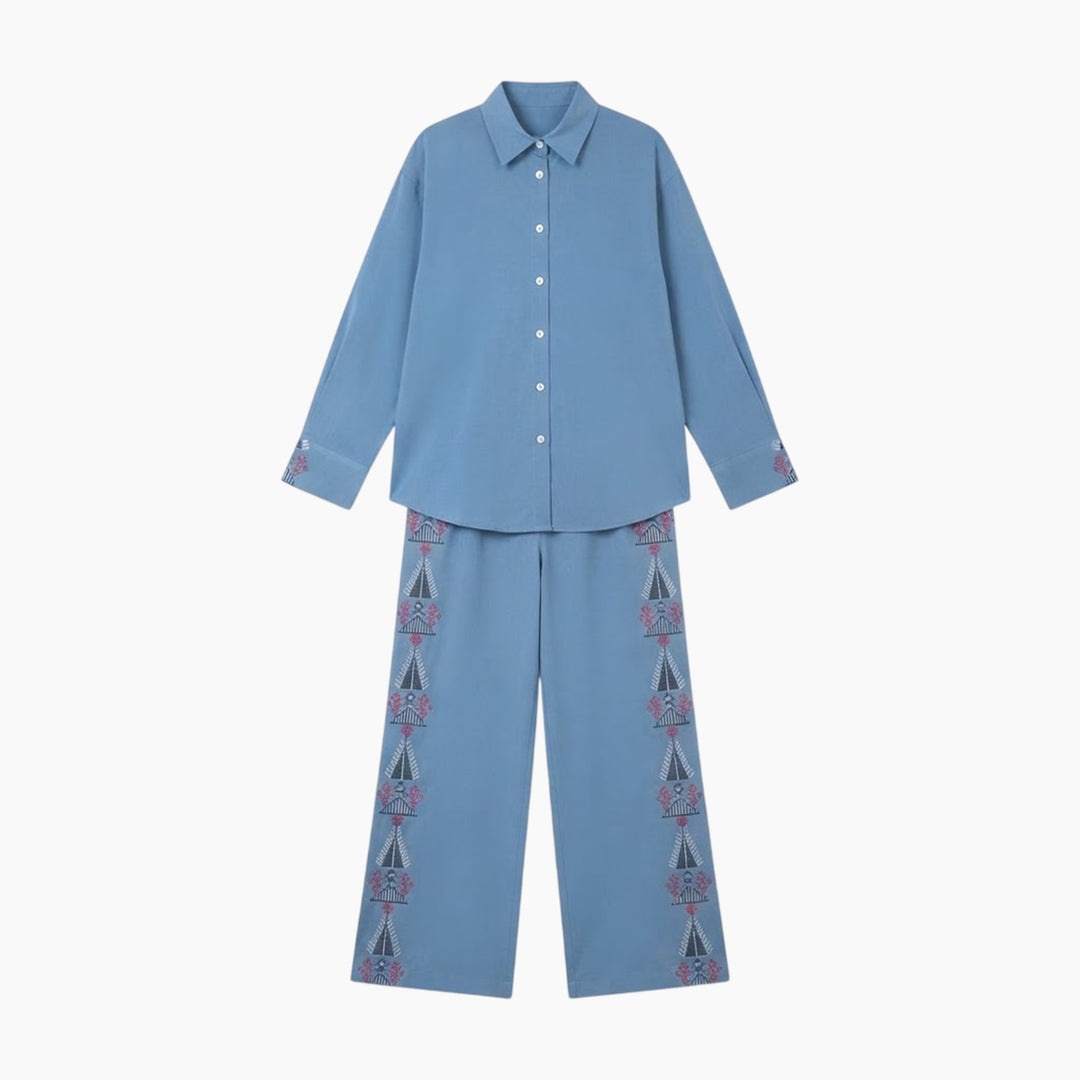 Amaara Slate Blue Tatreez Set