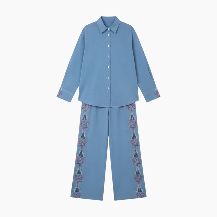 Amaara Slate Blue Tatreez Set