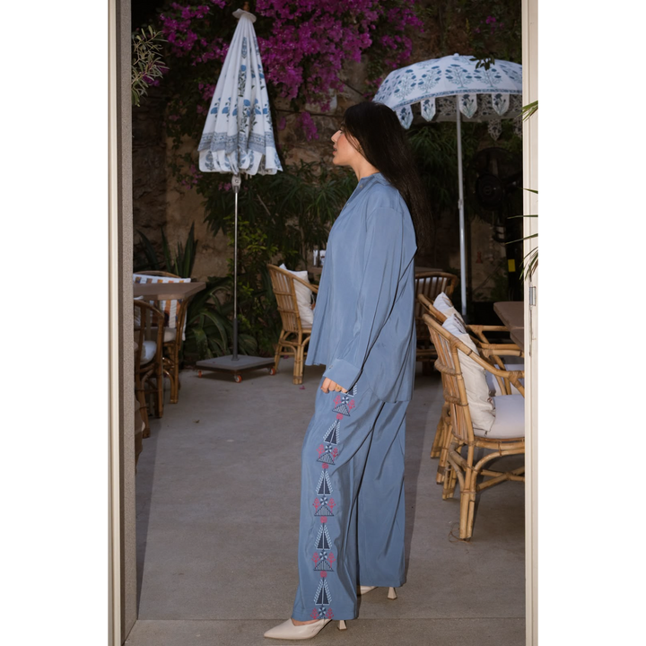 Amaara Slate Blue Tatreez Set
