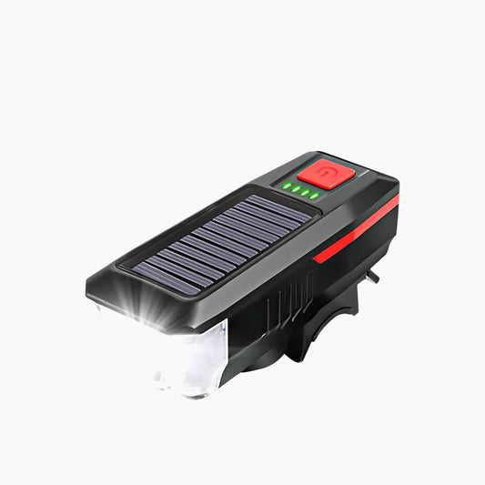 ضوء أمامي للدراجة يعمل بالطاقة الشمسية ومنفذ USB LED مع بوق