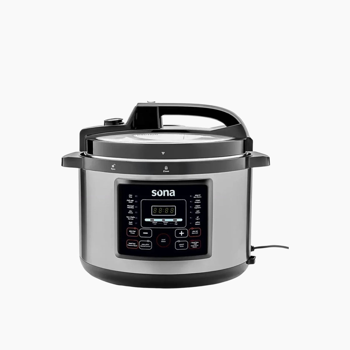 Sona 6 L electric pressure cooker with 1000 W power and 14 programs