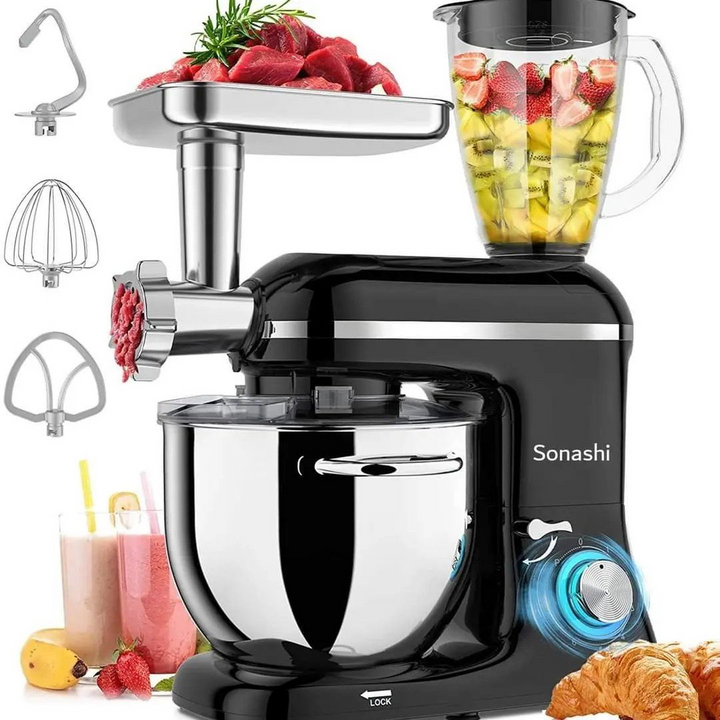 Sonashi Original 3-in-1 Stand Mixer with Meat Grinder &amp; Blender, 8.5L, 1500W