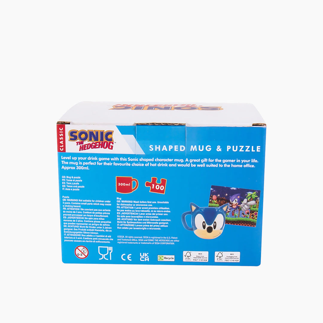 Fizz Sonic The Hedgehog Mug &amp; Jigsaw Puzzle Set Sonic 13.80x9.30x15.50 Cm - HUNA