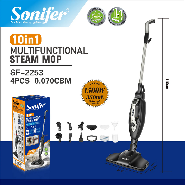 Sonifer X10 Steam Mop, 1500W, with Movable Wheel Base