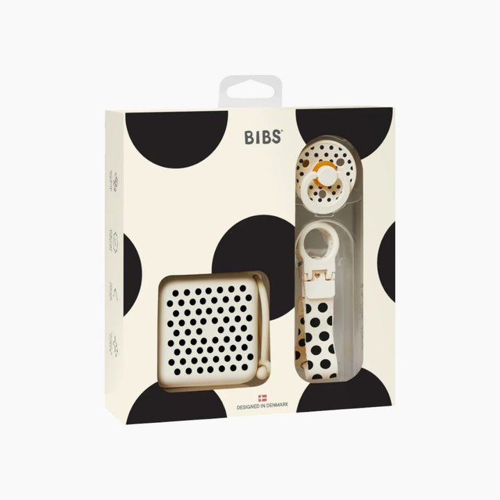 Bibs Soothe &amp; Go Polka Gift Set - Ivory &amp; Black