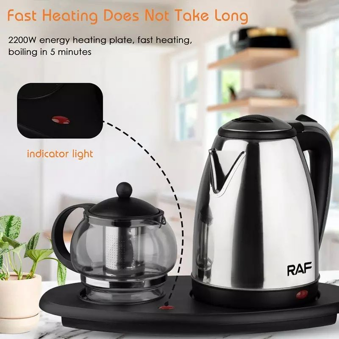 RAF Stainless Steel Water Heater with Glass Jug for Heat Retention