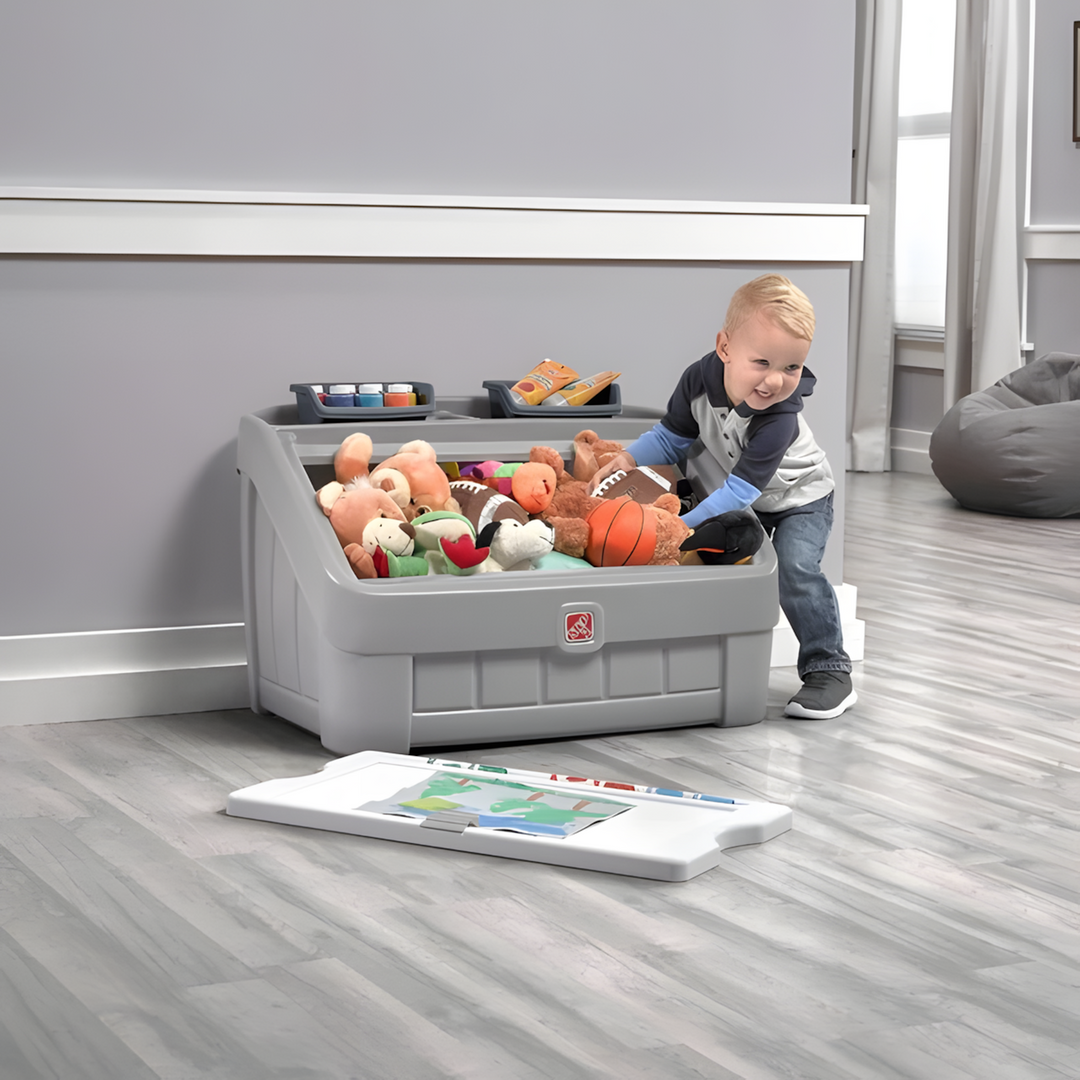 Step2 2-in-1 Toy Box With Art Lid Natural Kraft