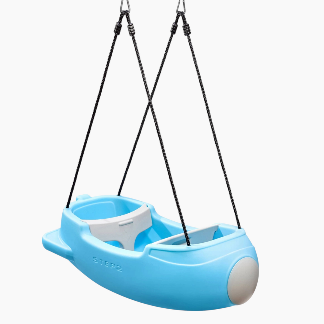 Step 2 Rocket Swing Plastic In Blue, Double Swing For Children In Rocket Shape