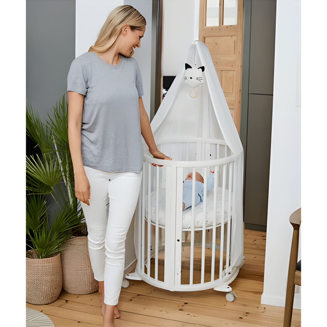 Stokke Sleepi Canopy with pleated detailing and mobile attachment hole