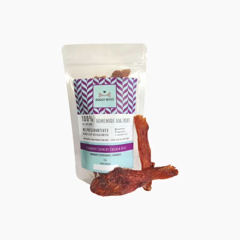 Doggy Bites Strawberry Crunchy Chicken Dog Treats