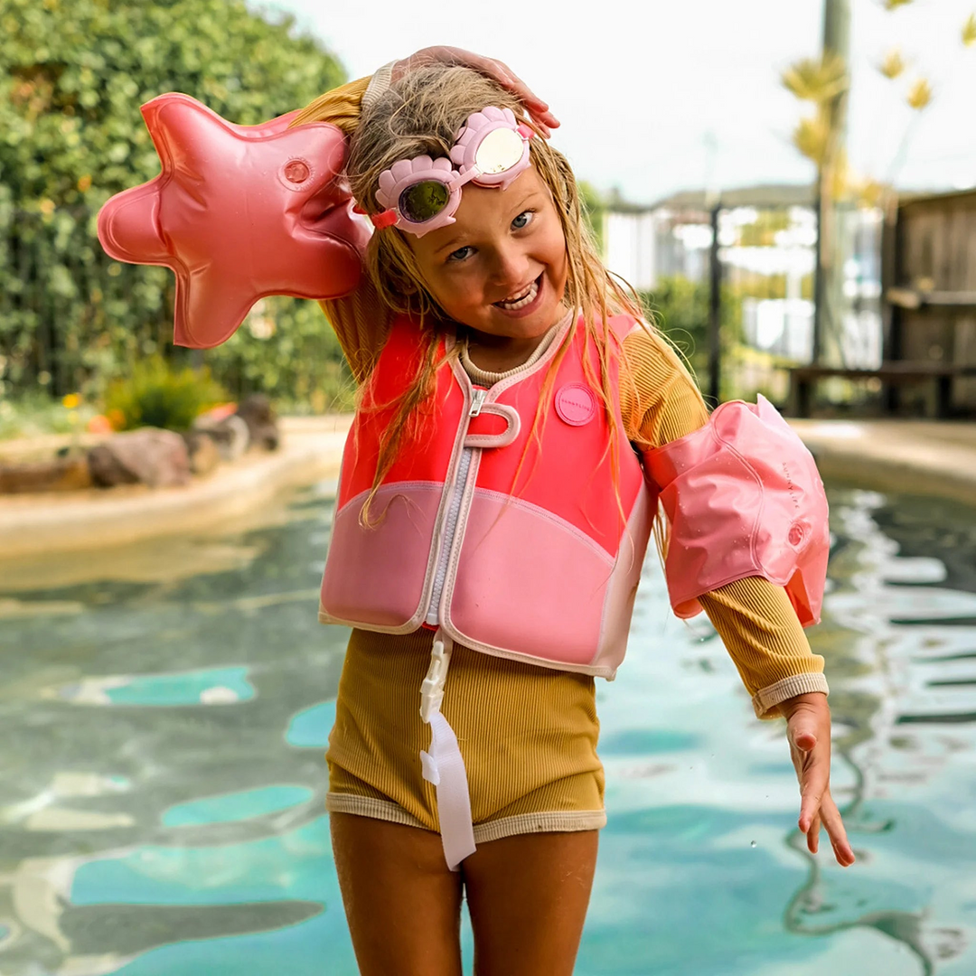SunnyLife Melody the Mermaid neon strawberry swim vest