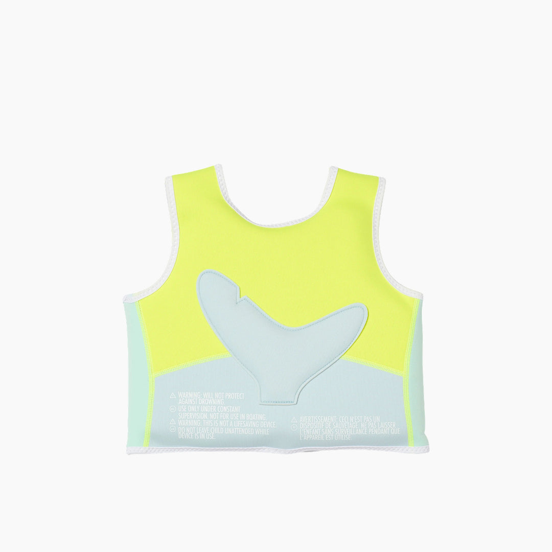 SunnyLife Salty the Shark Aqua Neon Yellow swim vest for 2-3 year olds.