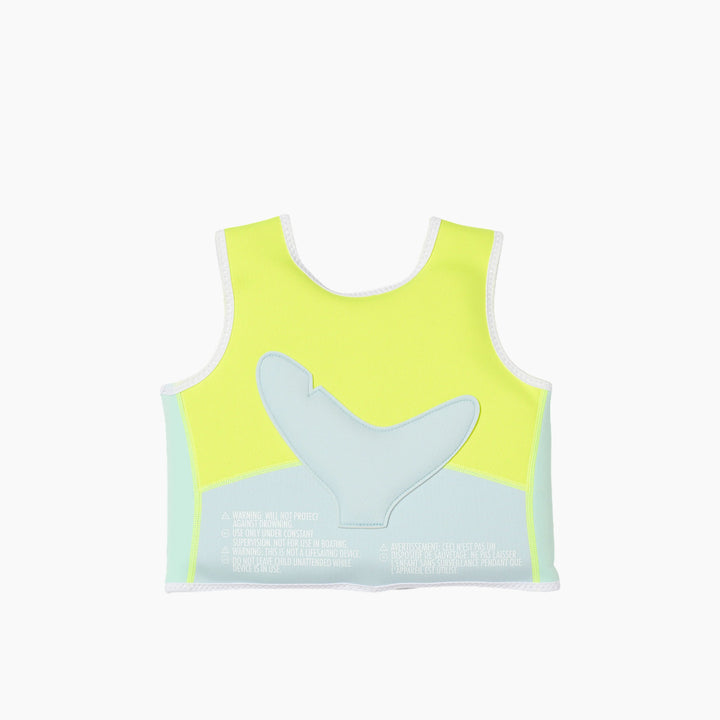 SunnyLife Salty the Shark Aqua Neon Yellow swim vest for 2-3 year olds.
