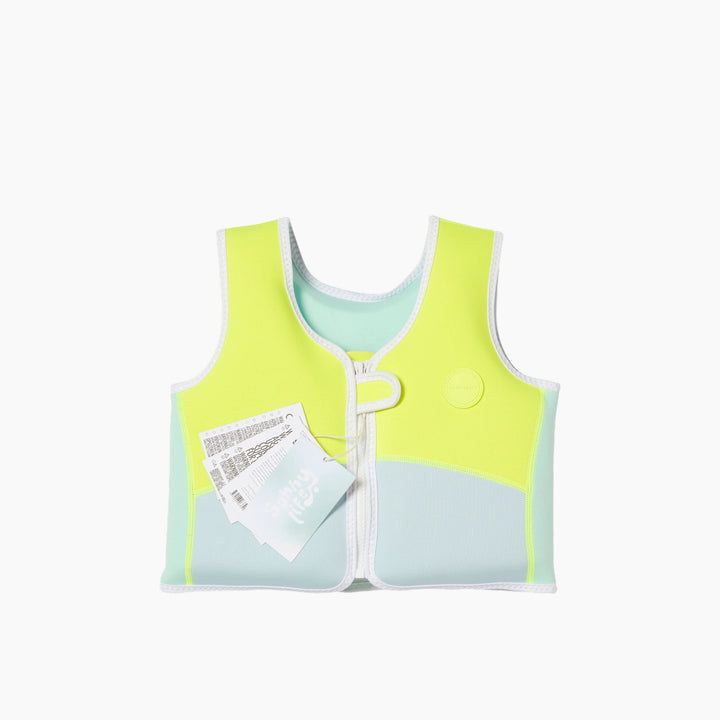 SunnyLife Salty the Shark Aqua Neon Yellow swim vest for ages 3-6 Years